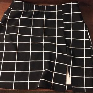 black and white grid skirt